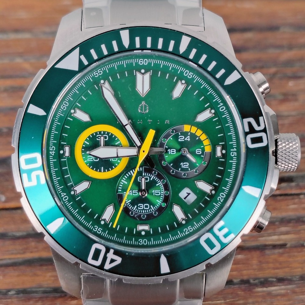 Nautis NAI 316L Japan Chronograph 10ATM Green Dial Watch Not Running sport